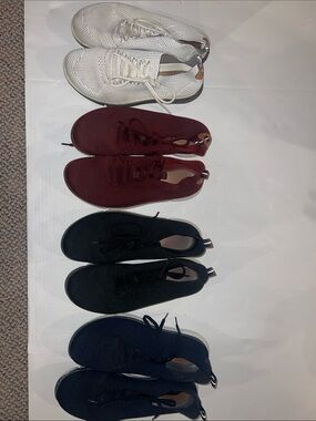 Clarks Knit Lace-Up Athletic Sneakers White, Burgundy, Black, Navy (all 4 pairs)